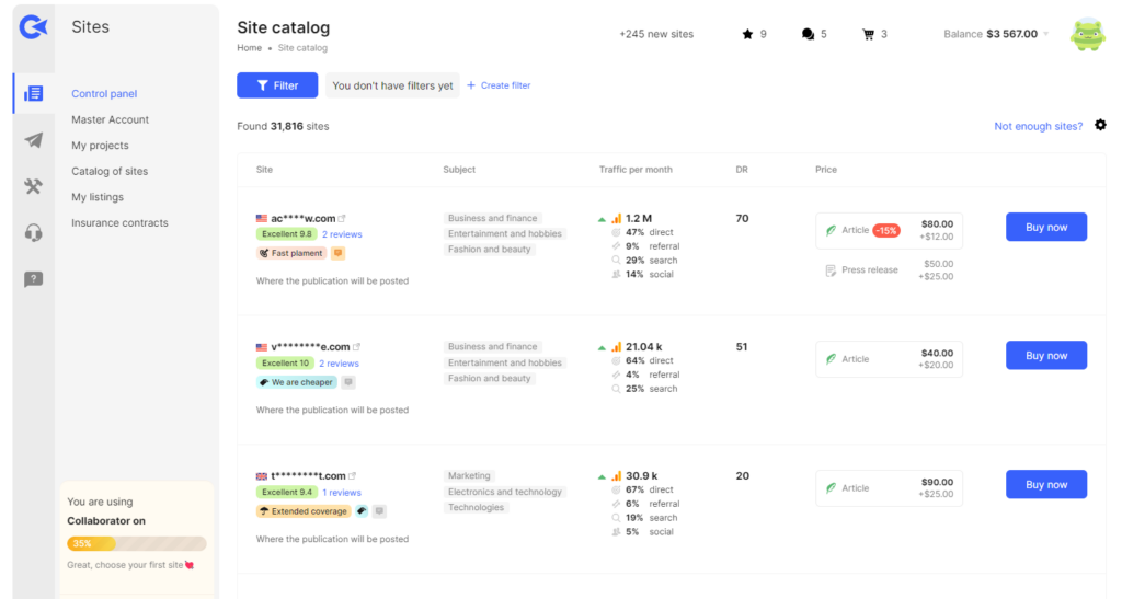 Dónde comprar enlaces para SEO de calidad: Collaborator